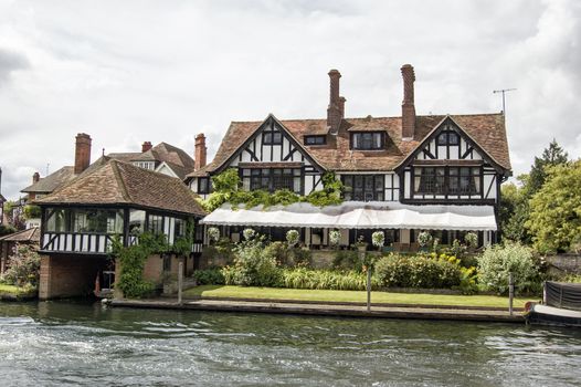 Lower Shiplake, UK - August 7, 2011:   Riverside home of the celebrity singer Vince Hill in Lower Shiplake near Henley-on-Thames in Oxfordshire. Hill's son Athol is accused of attacking his wife after a party at the house.