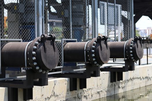 Water pump set for pumping from water bank to drain water out of the area to reduce flooding.