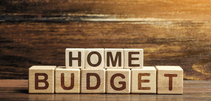 Home budget made of blocks. Planning financial income and expenses, saving and reducing expenses. Self-control, monitoring. Economic literacy and foresight, accumulation of savings. Payment of taxes.