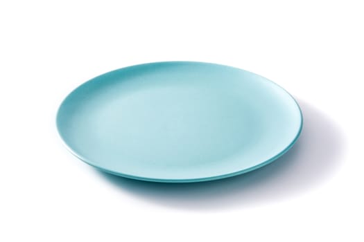 Empty blue plate isolated on white background