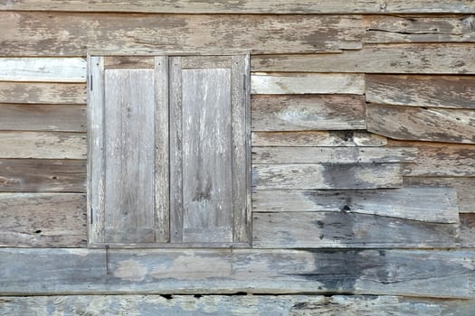 Old Wood Window with Wood Wall Background.