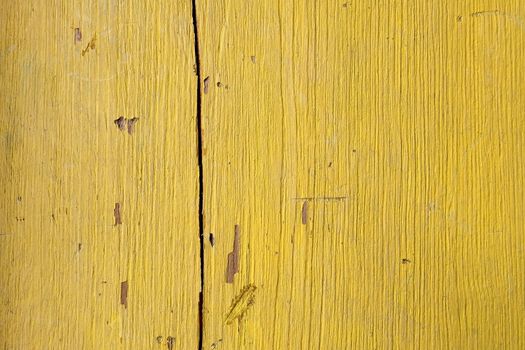 Broken Yellow Paint Wood Board Background.