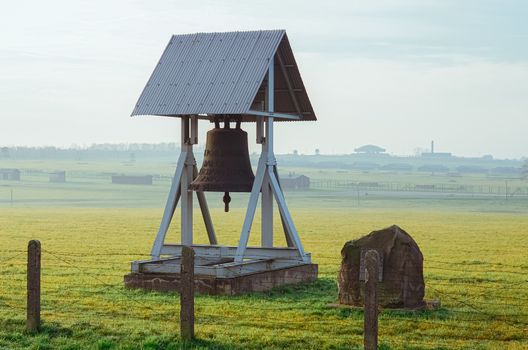 Peace bell in German concentration and extermination camp Majdanek. Lublin, Poland
