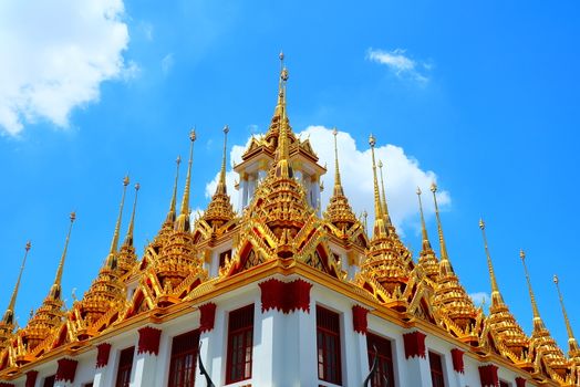 Scenery of Loha Prasat Temple, Landmark of Bangkok Thailand.