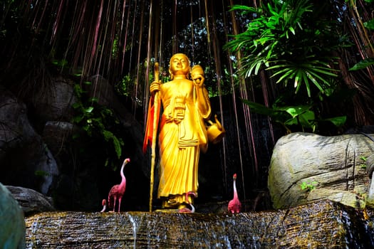 Golden Buddha Image in Park at Wat Saket Temple Where is the Famous Landmark of Thailand.