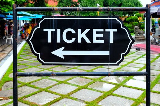 Ticket Sign Outside Wat Arun Temple Bangkok Thailand.