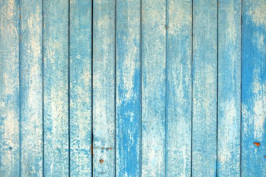 Blue Peeling Paint Wooden Wall Texture Background.