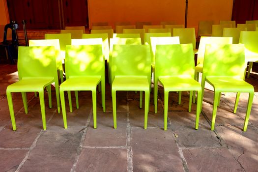 Yellow Plastic Chairs.