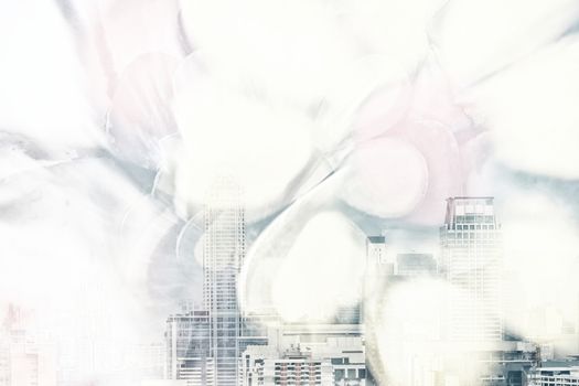 Double Exposure of Cityscape Background.