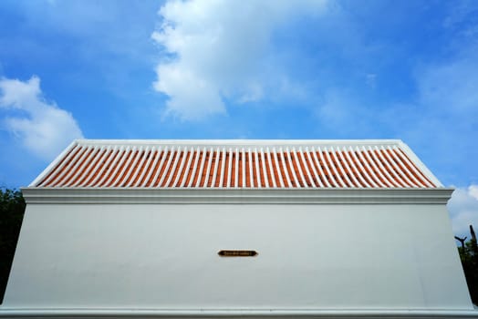 White Fort at South wall of Grand Palace, Bangkok Thailand. (Translation Text is "Phisan Sima Fort".)