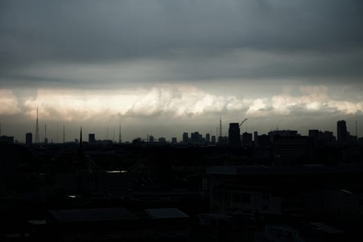 White Clouds over Cityscape of Bangkok, Thailand.