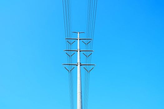 Big Electric Pole with Blue Sky.