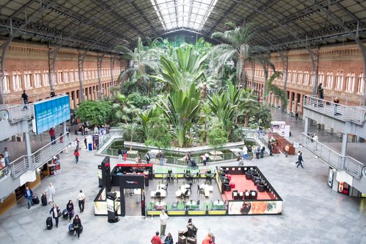 Madrid, Spain, May 2012: interior view on Atocha train station in Madrid
