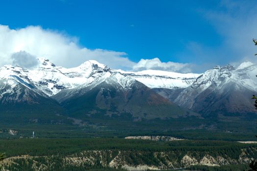 Snow peak and Mount Norquay view from Tunnel Mountain Trail, Banff National Park, Canada