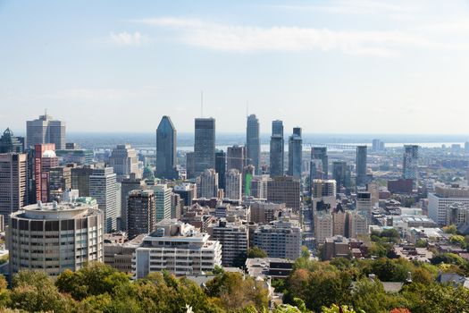 Montreal skyline view from Kondiaronk Belvedere, Quebec, Canada