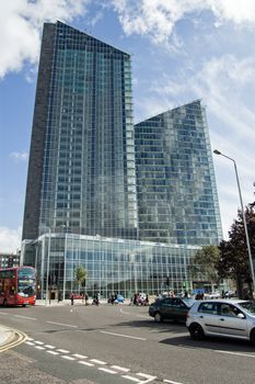 Ilford, UK - September 17, 2011: the new Pioneer Point tower block, Ilford, Redbridge. Pioneer Point is to be completed in 2012 as part of the development ahead of the London Olympics.