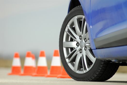 sport wheel photographed with cones