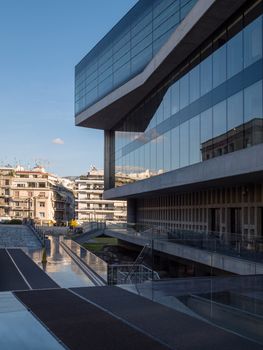 ATHENS, GREECE - JANUARY 3, 2018: Part of the modern Acropolis museum building in Athens