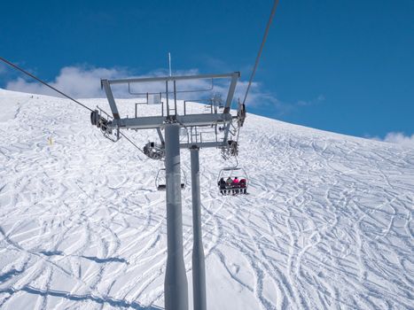 Ski lift on the slope of a Parnassos ski resort