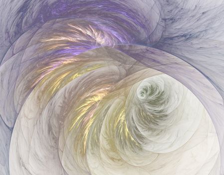 Fluffy spiral tunnel. An abstract computer generated modern fractal design on dark background. Abstract fractal color texture. Digital art. Abstract Form & Colors. Abstract fractal element pattern for your design.