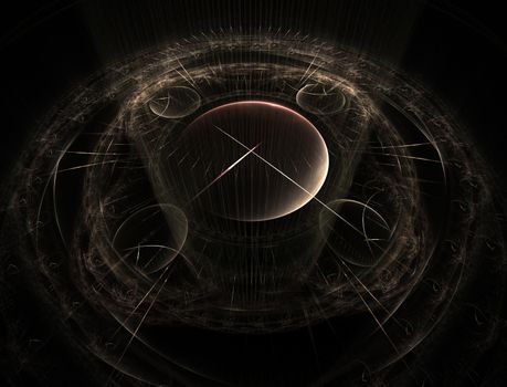 Time Machine. Mechanism of eternity.3D surreal illustration. Fractal Time series. Composition of clock and fractal elements with metaphorical relationship to time, science and modern technology. Fractal artwork, abstraction of a clockwork, a time machine. Cover design template layout for corporate business card, booklet, brochure, flyer, poster, banner. Fractal artwork for creative design. Digital artwork graphic astrology magic
