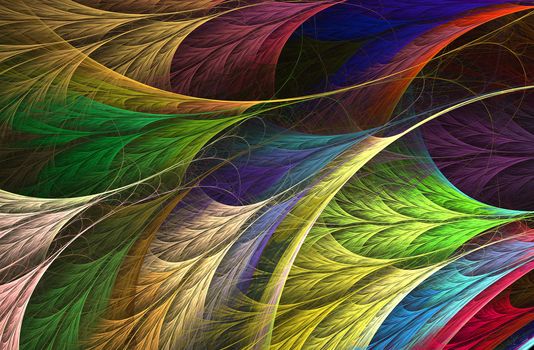 An abstract computer generated fractal design. Abstract fractal color texture. Rainbow feather