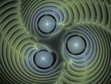 Elementary Particles series. Interplay of abstract fractal forms on the subject of nuclear physics. The collision of elementary particles. Interaction of physical particles. Quantum Vacuum Fluctuations. Higgs boson fractal, computer generated abstract background