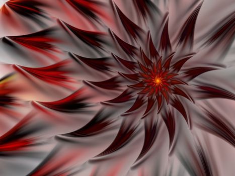 An abstract computer generated modern fractal design on gray background. Abstract fractal color texture. Digital art. Abstract Form & Colors. Abstract fractal element pattern for your design. Mysterious fire flower. Spiral dance of fire