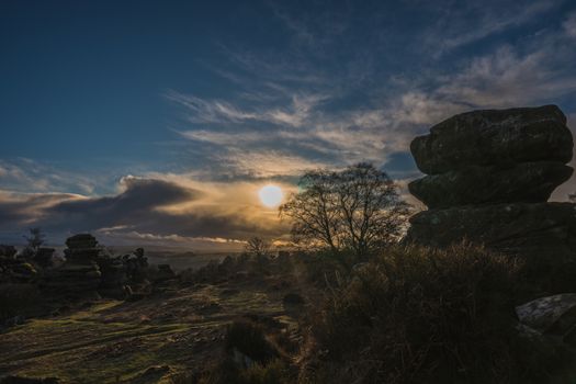 Brimham Rocks National Park in North Yorkshire England on a Sunny Day