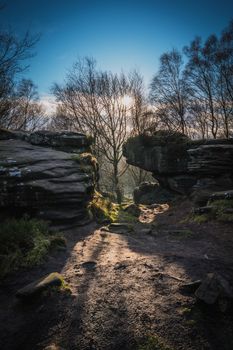 Brimham Rocks National Park in North Yorkshire England on a Sunny Day