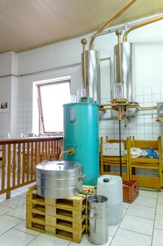 distillery of alcohol for farmers of their own fruit, official growing distillation equipment, alcohol distillery Czech Republic, Europe