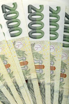 czech banknotes thousands crowns. corona virus pandemic financial crisis and economy restart concept