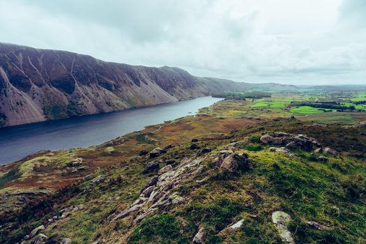 A beautiful landscape shot of Wast-water in the Lake District, England, UK