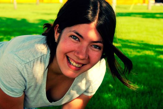 Beautiful girl smiling in the park