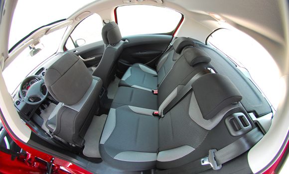 rear car seats photographed with fish eye