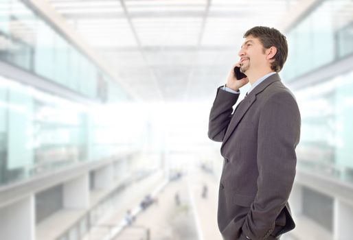 happy business man on the phone, at the office