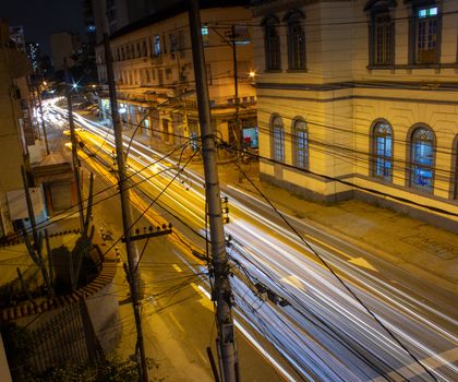 Long exposure photo of a busy street, downtown, Rio