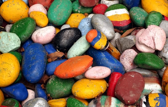 These large round pebbles painted in bright colors make for a nice cheery background
