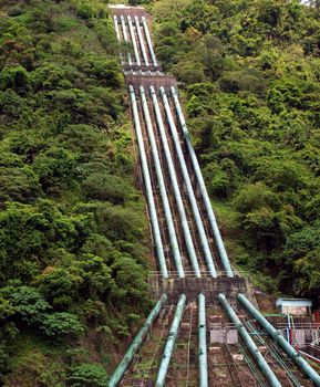 Large Pipes deliver water for a hydroelectric power station
