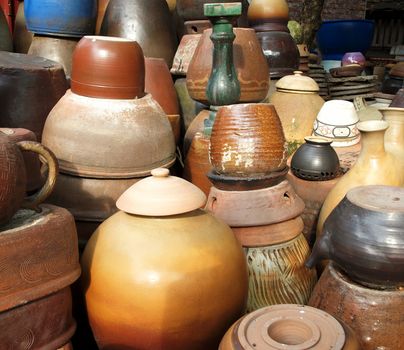 A large variety of ceramic vessels of different shapes and sizes
