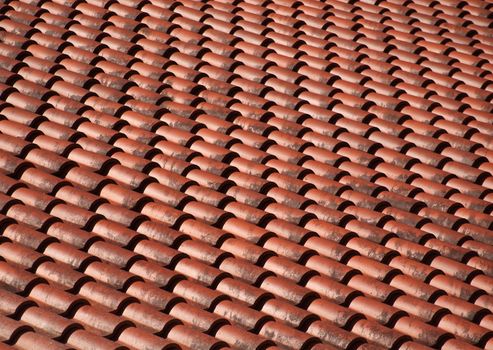 Kiln baked Chinese roof tiles made from brick material
