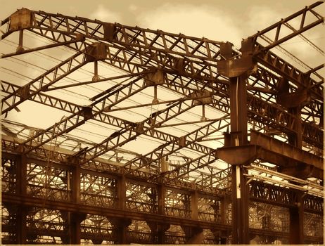 Ruins of old factory buildings that are turning into scrap