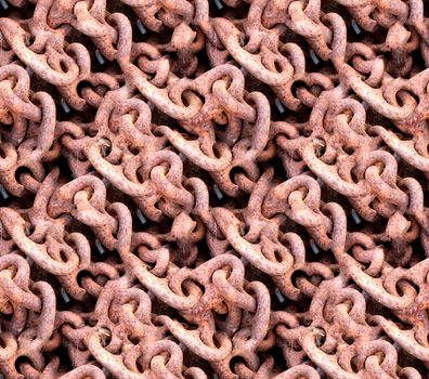 Background texture composed of massive rusting chains

