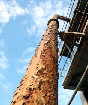 A rusty vintage sea salt production facility in Taiwan