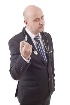 happy male doctor, isolated on white background