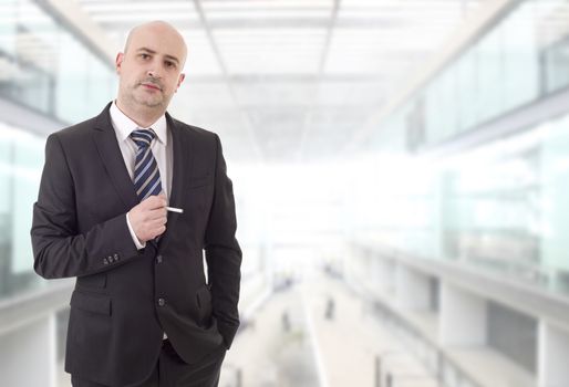 businessman smoking at the office