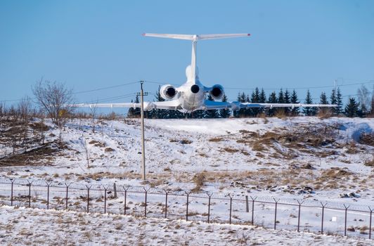 aircraft rear view on the hill at the airport