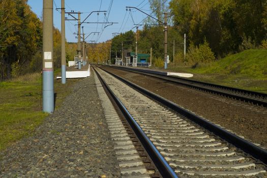 railroad station in the autumn