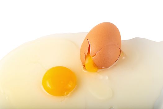 Fresh egg yolks isolated on a white background