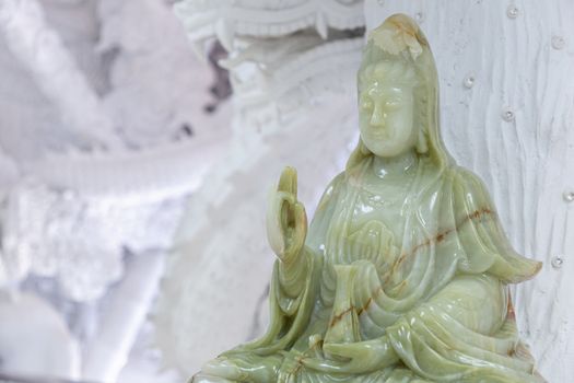 Beautiful marble statue of Guan Yin at Huay Pla Kang Temple, Chiang Rai, Thailand.